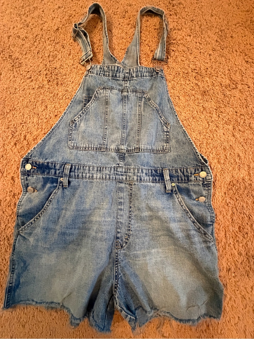wild fable light blue denim short overalls